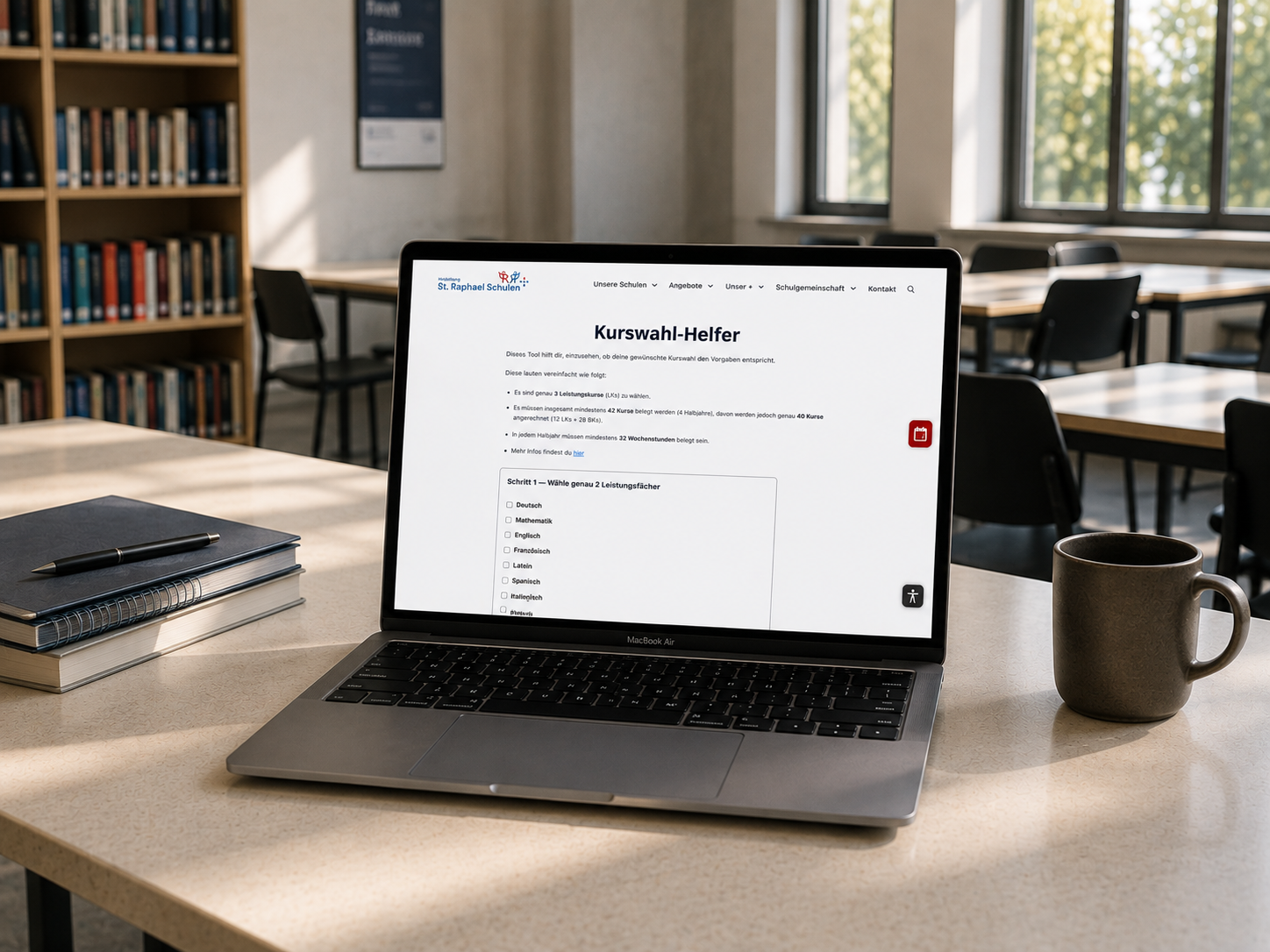 raphael-schulen.de/kurswahl-helfer auf MacBook